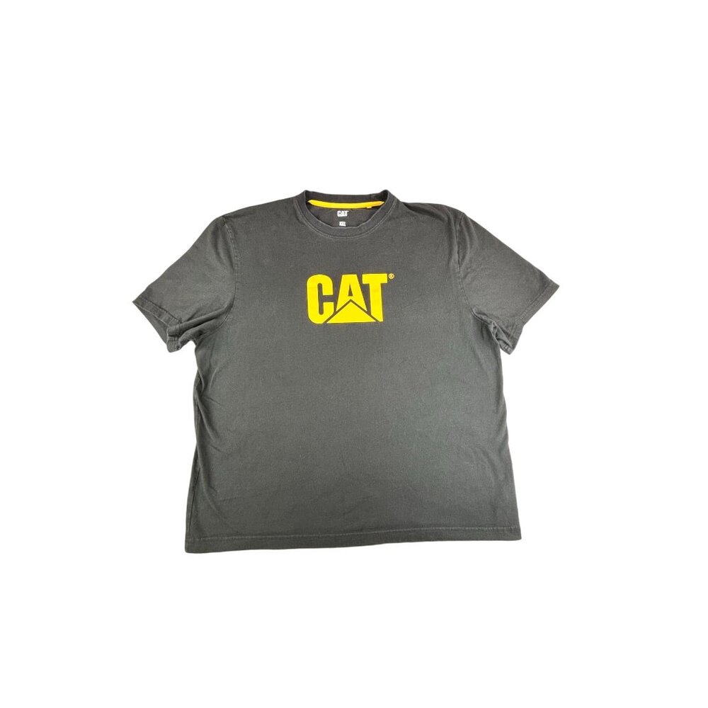 CAT Black T Shirt Mens XXL Logo Graphic 100% Cotton Track Machinery Trucks